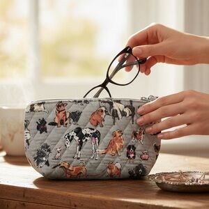 Vera Bradley Gray Dog Print Cosmetic Bag